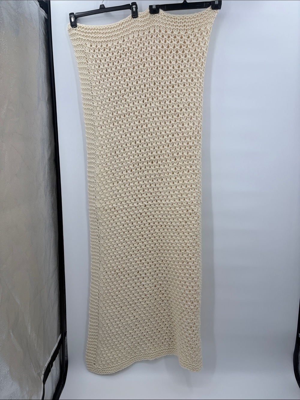 Pine Cone Hill Cullen Cream Chunky Knit Throw with Branded 50x60